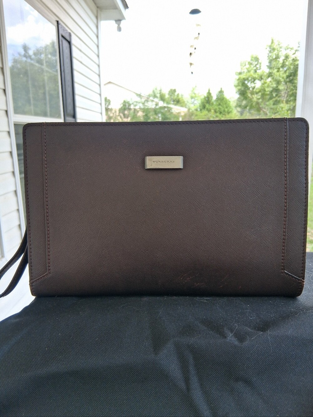 Men's Burberry Brown Leather Travel Clutch